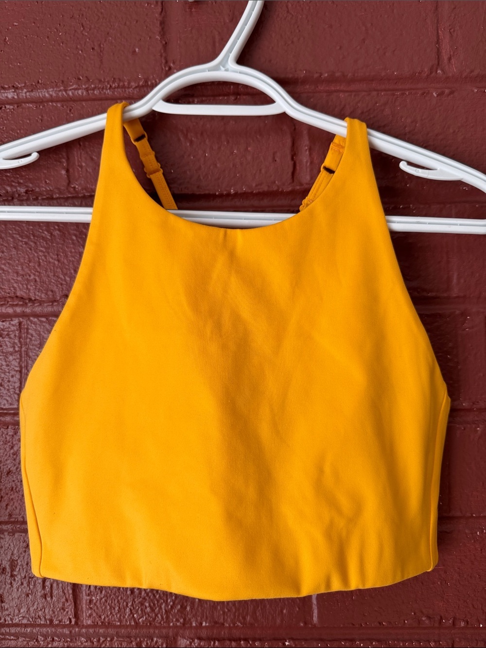 girlfriend collective Topanga Halter High-Neck Bra in Macaroni S